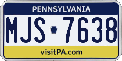 PA license plate MJS7638