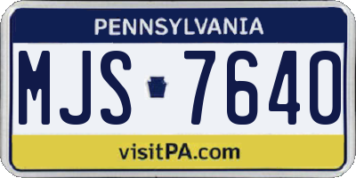 PA license plate MJS7640