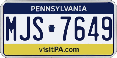 PA license plate MJS7649