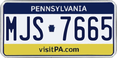 PA license plate MJS7665