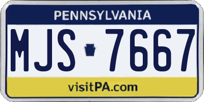 PA license plate MJS7667