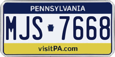 PA license plate MJS7668