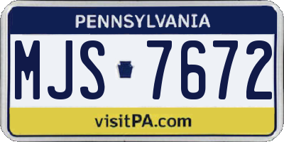 PA license plate MJS7672
