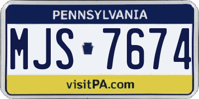 PA license plate MJS7674