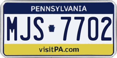 PA license plate MJS7702