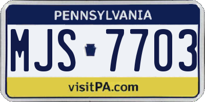 PA license plate MJS7703