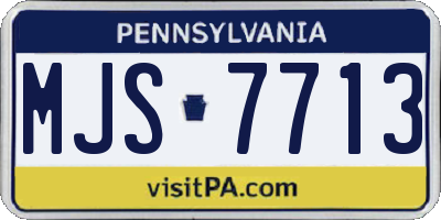 PA license plate MJS7713