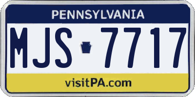 PA license plate MJS7717