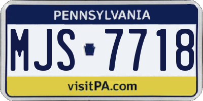PA license plate MJS7718
