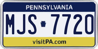 PA license plate MJS7720