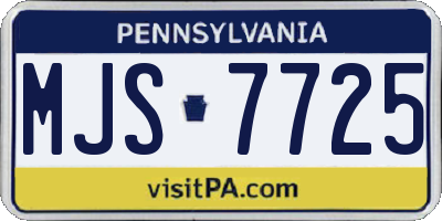 PA license plate MJS7725