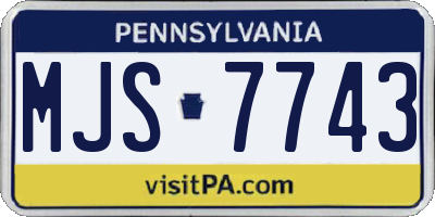 PA license plate MJS7743