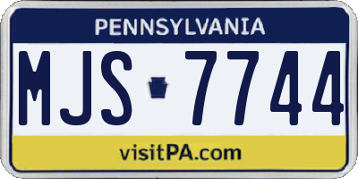 PA license plate MJS7744