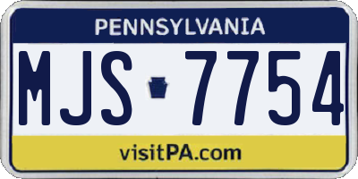 PA license plate MJS7754
