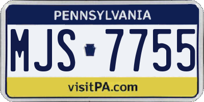 PA license plate MJS7755