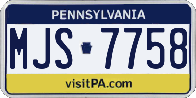 PA license plate MJS7758