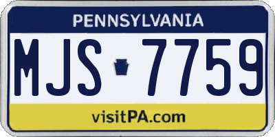 PA license plate MJS7759