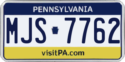 PA license plate MJS7762