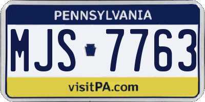 PA license plate MJS7763