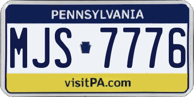 PA license plate MJS7776