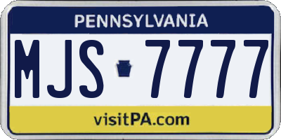 PA license plate MJS7777