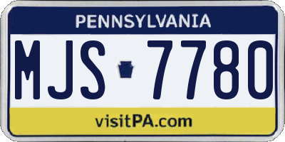 PA license plate MJS7780