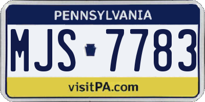 PA license plate MJS7783