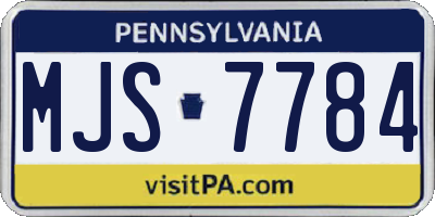 PA license plate MJS7784
