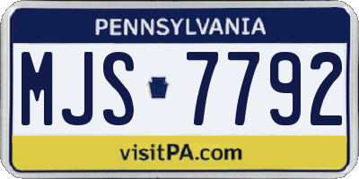 PA license plate MJS7792