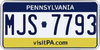 PA license plate MJS7793