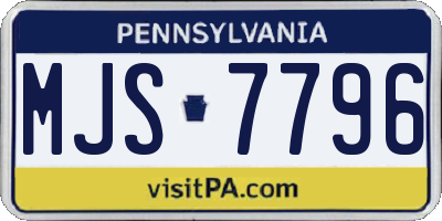 PA license plate MJS7796
