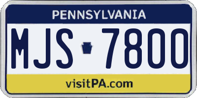 PA license plate MJS7800
