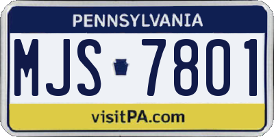 PA license plate MJS7801