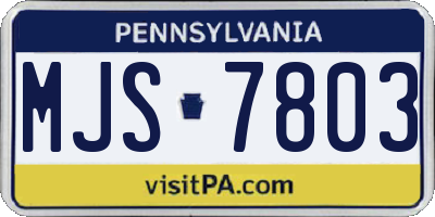 PA license plate MJS7803