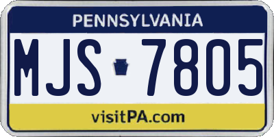 PA license plate MJS7805