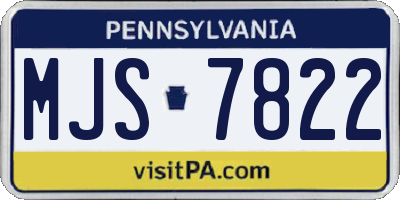 PA license plate MJS7822