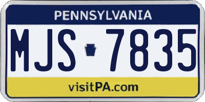 PA license plate MJS7835