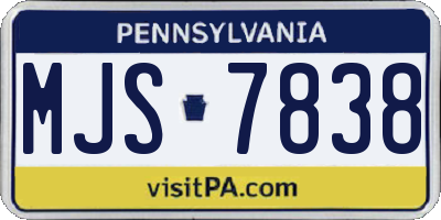PA license plate MJS7838