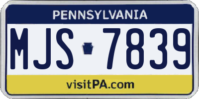 PA license plate MJS7839