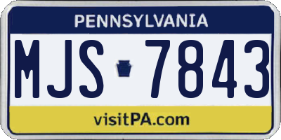 PA license plate MJS7843