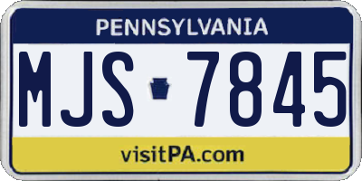 PA license plate MJS7845