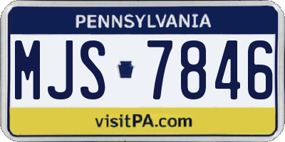 PA license plate MJS7846