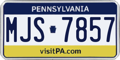 PA license plate MJS7857