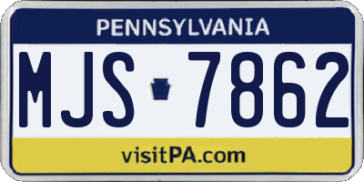 PA license plate MJS7862