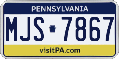 PA license plate MJS7867