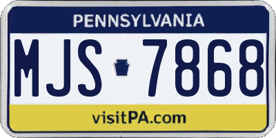 PA license plate MJS7868