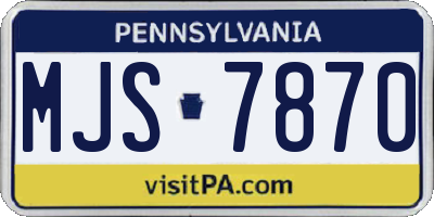 PA license plate MJS7870