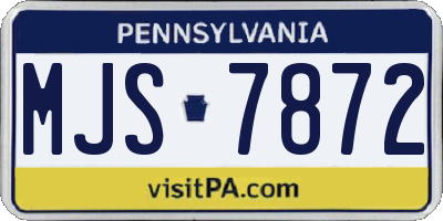 PA license plate MJS7872