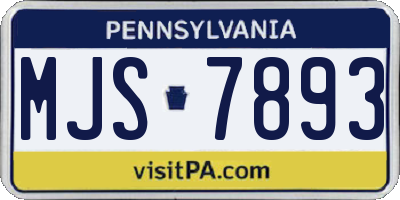 PA license plate MJS7893