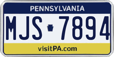 PA license plate MJS7894
